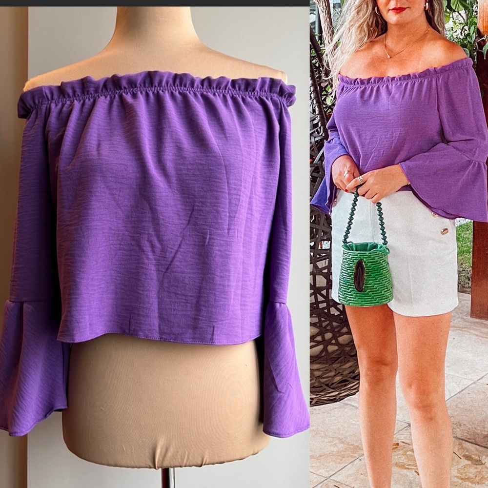 NWT Purple off shoulder top size M